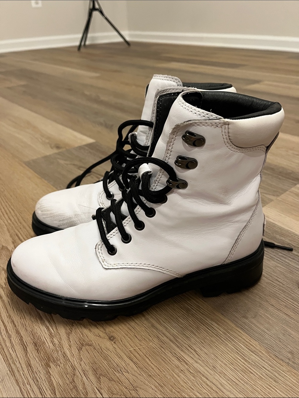 Sorel Women’s White Lace-Up Combat Boots
